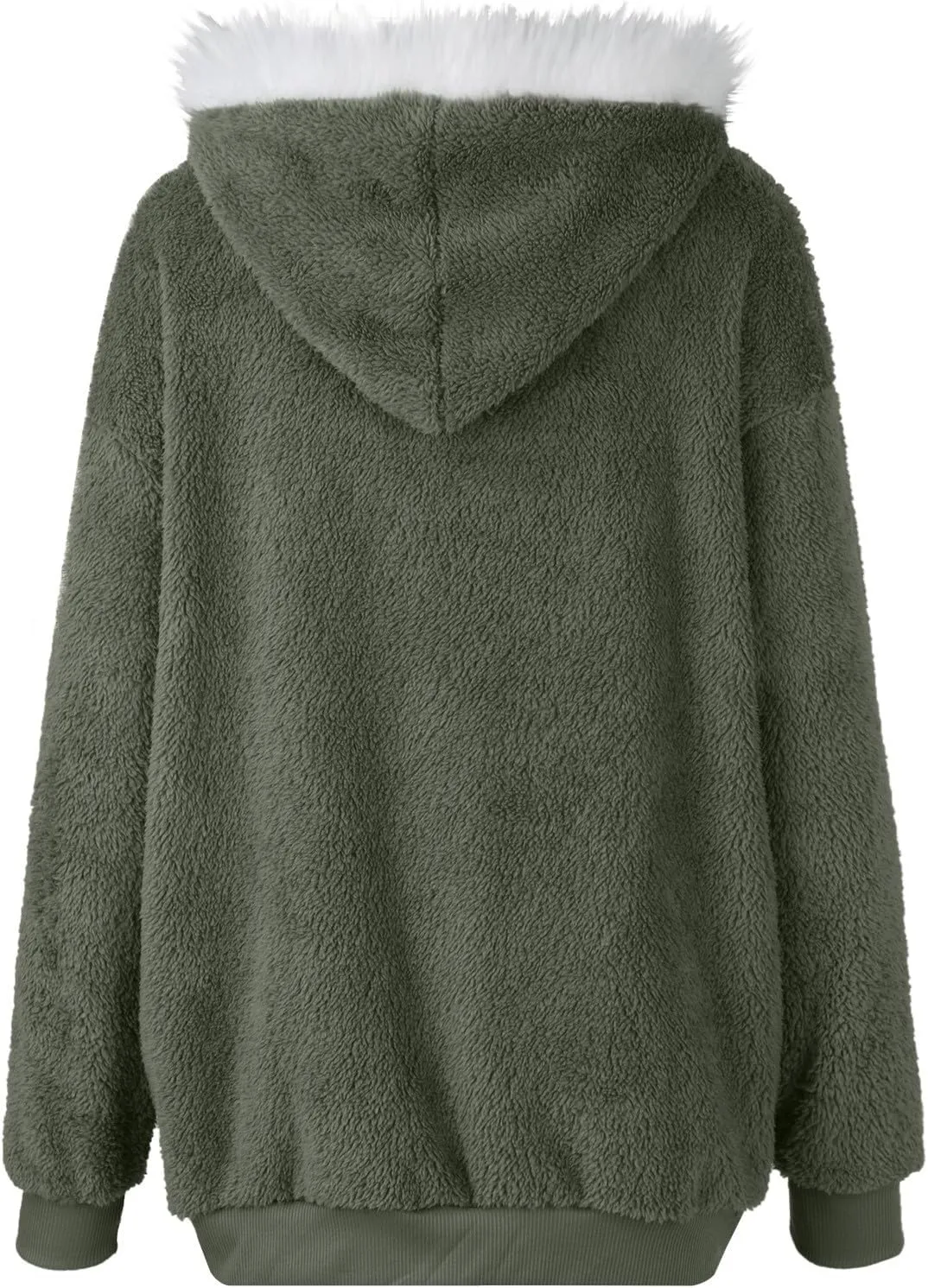 Fleece Jacket Women Plus Size Fuzzy Zip Up Sherpa Jacket Oversized Hooded Winter Coat Outerwear with Pockets