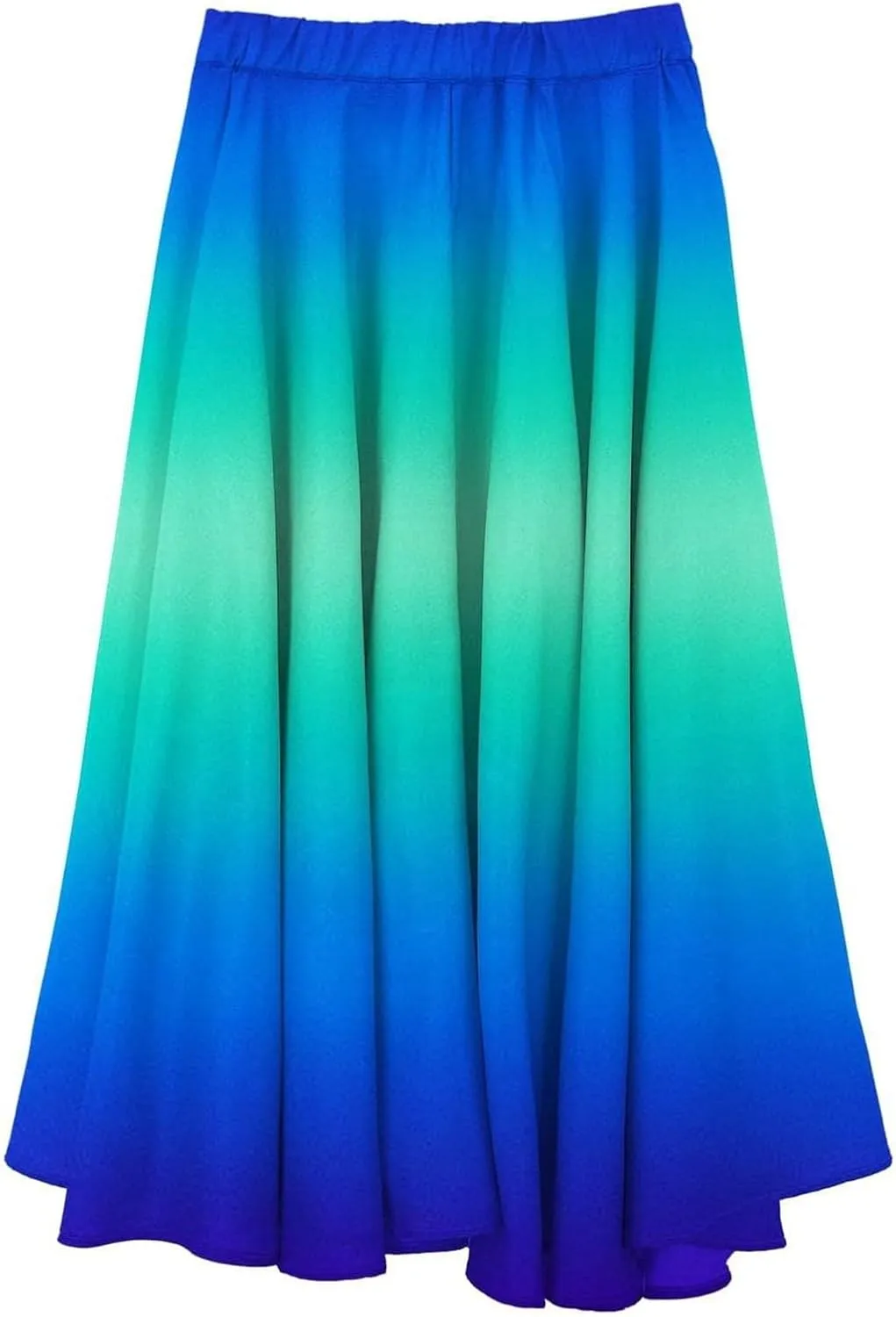 Flowy Maxi Skirts for Women Boho Beach Vacation Gradient Color Elastic Waist Linen A Line Long Skirt Swing Dress