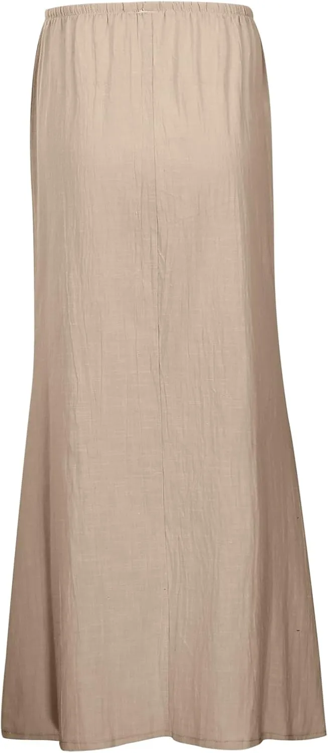 Flowy Skirt Casual Slim Fit Stretchy Drawstring High Elastic Waist Flare Long Skirts for Women Trendy Streetwear