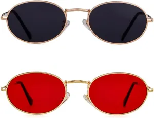 GIFIORE Oval Sunglasses Vintage Retro 90s Sunglasses Trendy Designer Glasses for Women Men