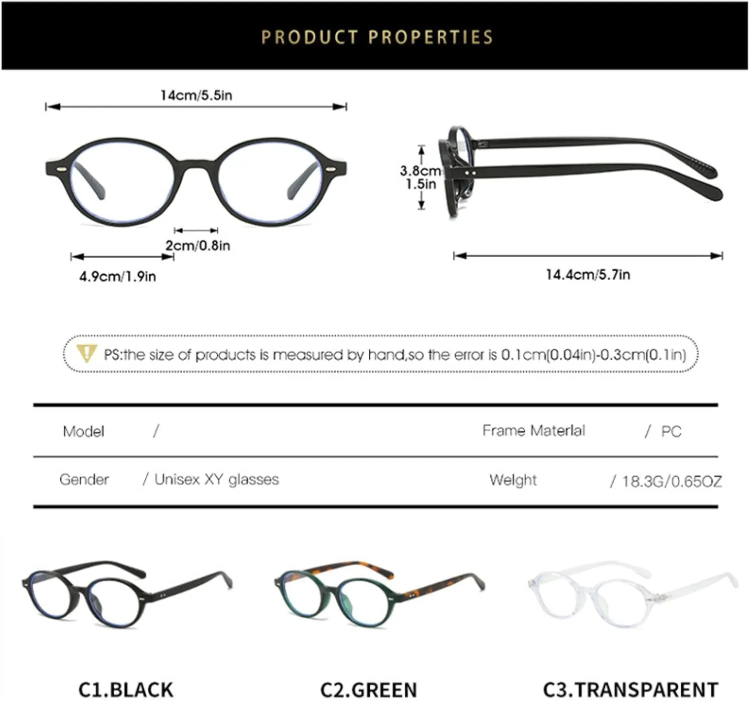 Glasses for Women Small Oval Decorative Clear