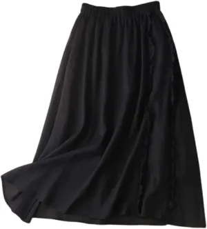 High Waisted Skirt for Women Summer Lightweight Sheer Pleated High Elastic Waist A-Line Long Skirts Streetwear