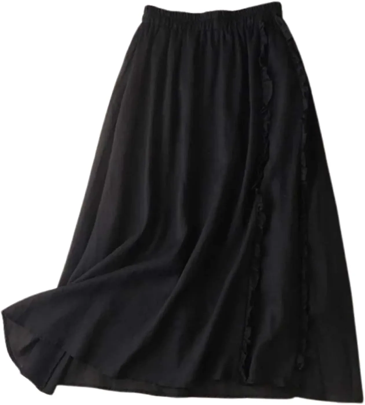 High Waisted Skirt for Women Summer Lightweight Sheer Pleated High Elastic Waist A-Line Long Skirts Streetwear