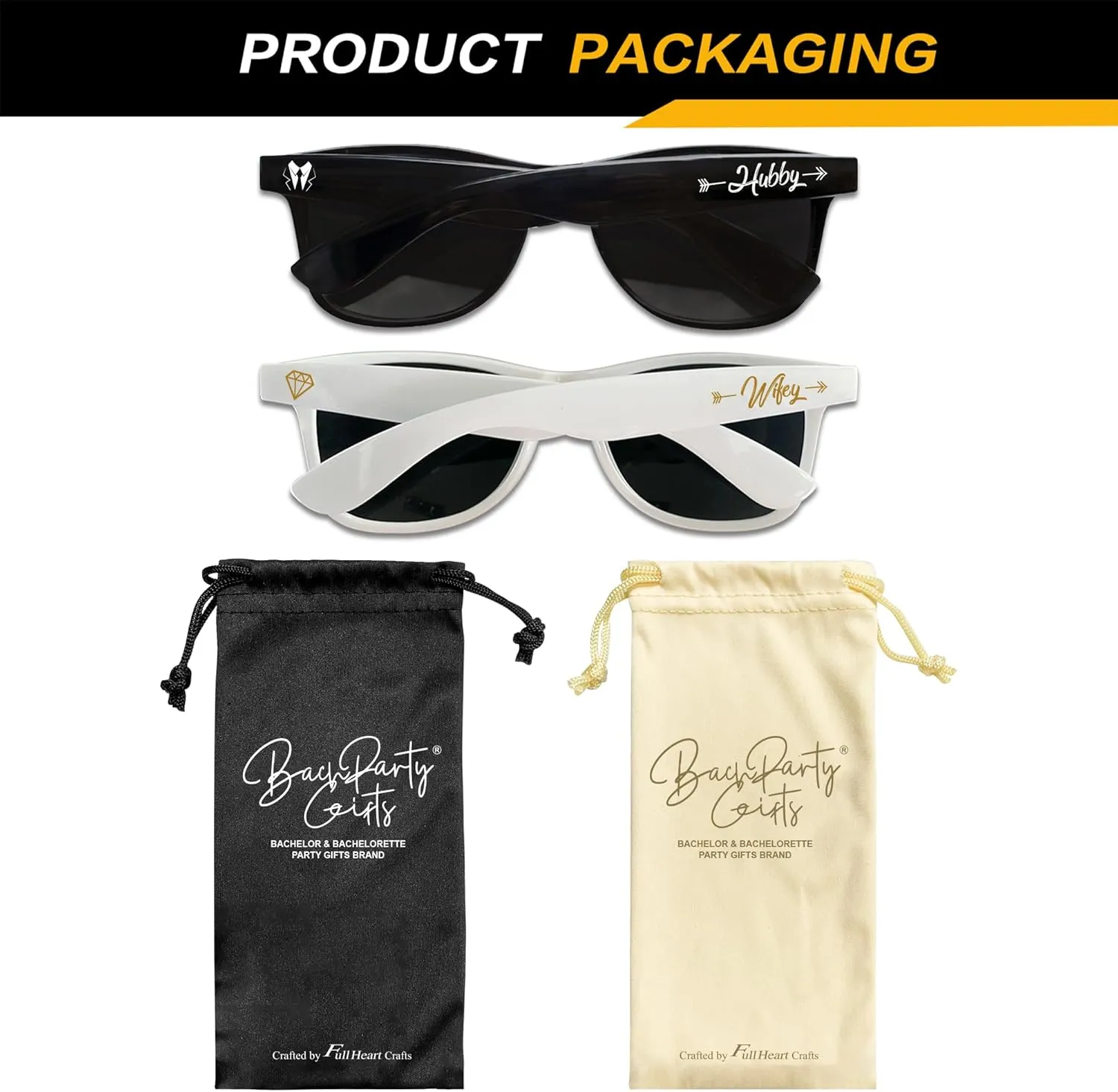 Hubby and Wifey Sunglasses for Men Women,His and Hers Gifts,Wedding Gifts for Honeymoon,Newlyweds,Couples(Hubby&Wifey,AZ)