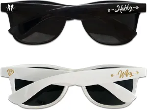 Hubby and Wifey Sunglasses for Men Women,His and Hers Gifts,Wedding Gifts for Honeymoon,Newlyweds,Couples(Hubby&Wifey,AZ)
