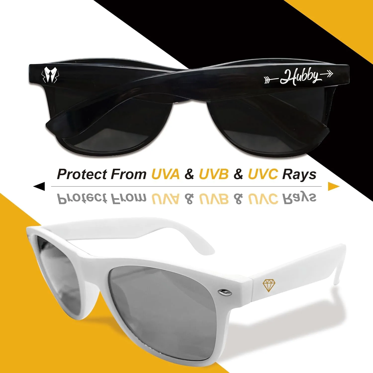 Hubby and Wifey Sunglasses for Men Women,His and Hers Gifts,Wedding Gifts for Honeymoon,Newlyweds,Couples(Hubby&Wifey,AZ)