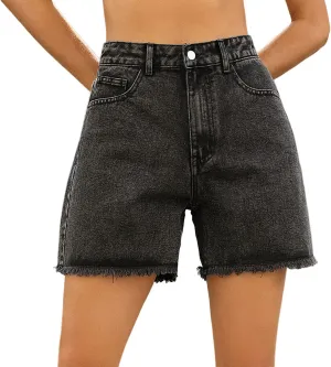 Jean Women Shorts Summer Loose Short Jeans High Waisted Classic Bermuda Shorts Knee Length Casual Short with Pockets