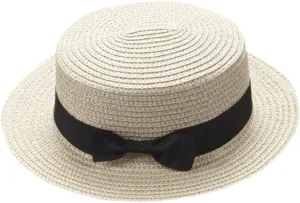 Kids Boater Sun Hat Boys Panama-Beach-Hat Girls Wide-Brim Fedora Hat for Toddlers Summer-Outdoor