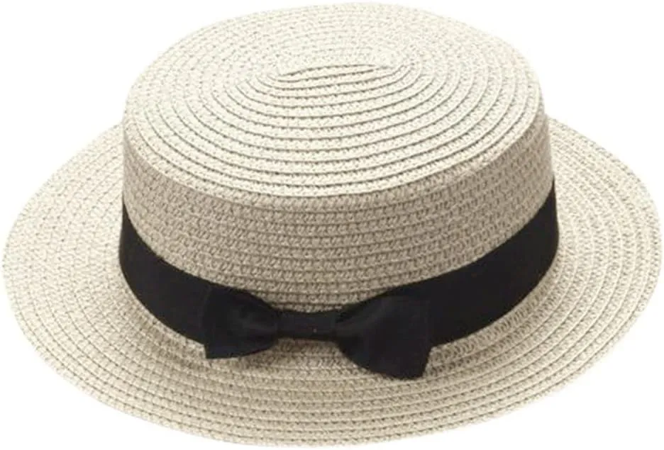 Kids Boater Sun Hat Boys Panama-Beach-Hat Girls Wide-Brim Fedora Hat for Toddlers Summer-Outdoor