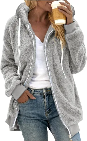 LCMTWX Fuzzy Shaggy Teddy Coats Jacket Coat Fleece Thickening Plus Size Coat Jacket Casual Plus Size Loose Wool Coats for