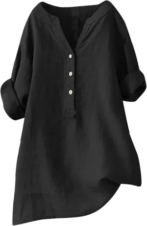 Linen Shirt for Women Breathable Tops Loose Crewneck Tops Womens Daily t Shirts Summer Shirts for Women 2025