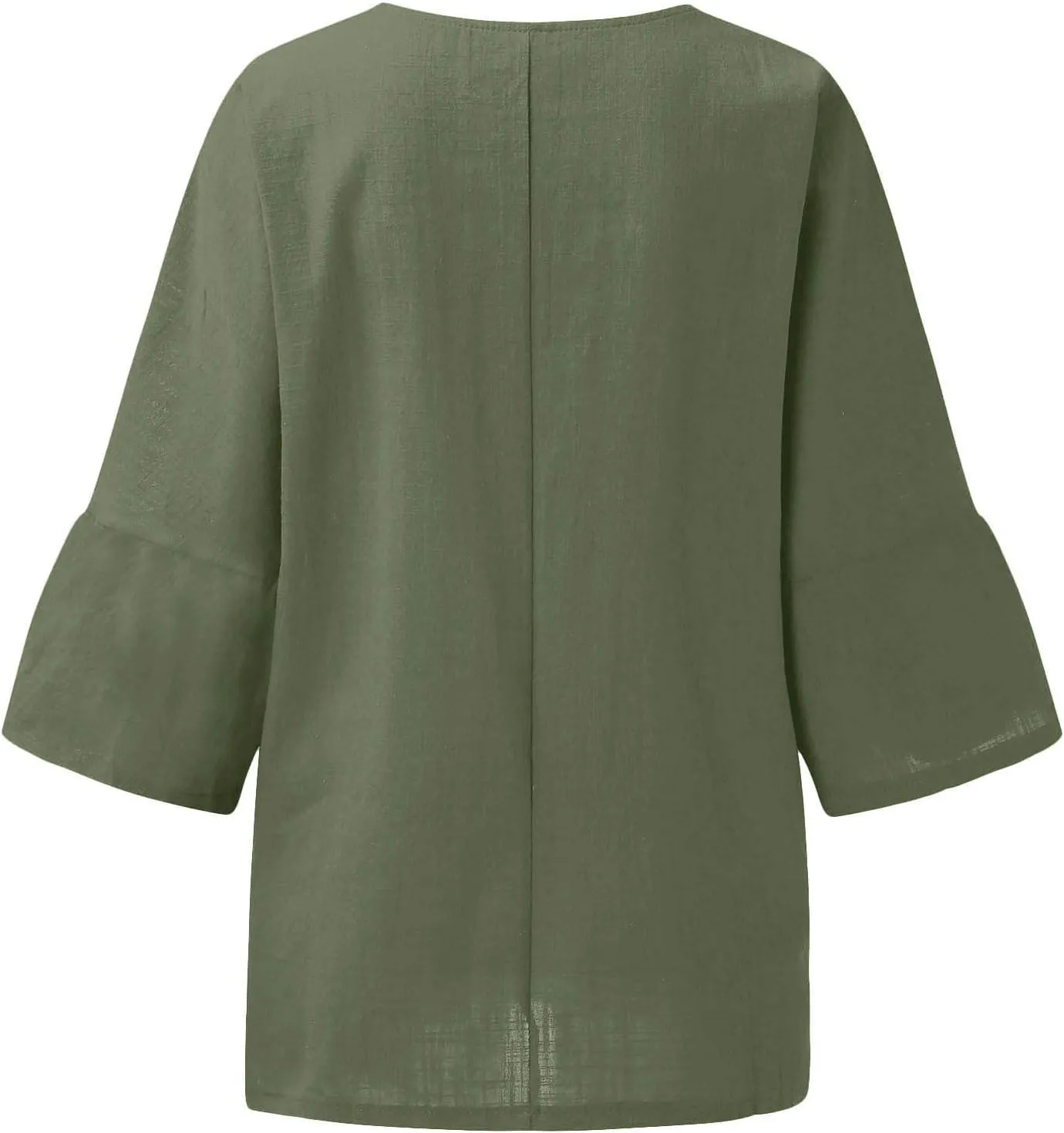 Linen Shirts for Women 3/4 Sleeve Crewneck Oversized T Shirts Loose Casual Blouses Lightweight Trendy Summer Tops