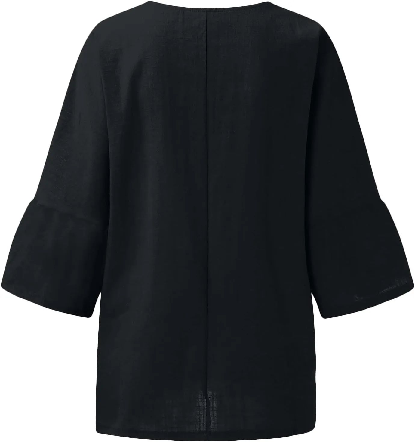 Linen Shirts for Women 3/4 Sleeve Crewneck Oversized T Shirts Loose Casual Blouses Lightweight Trendy Summer Tops