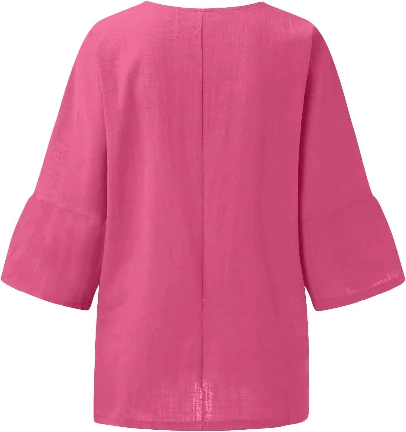 Linen Shirts for Women 3/4 Sleeve Crewneck Oversized T Shirts Loose Casual Blouses Lightweight Trendy Summer Tops