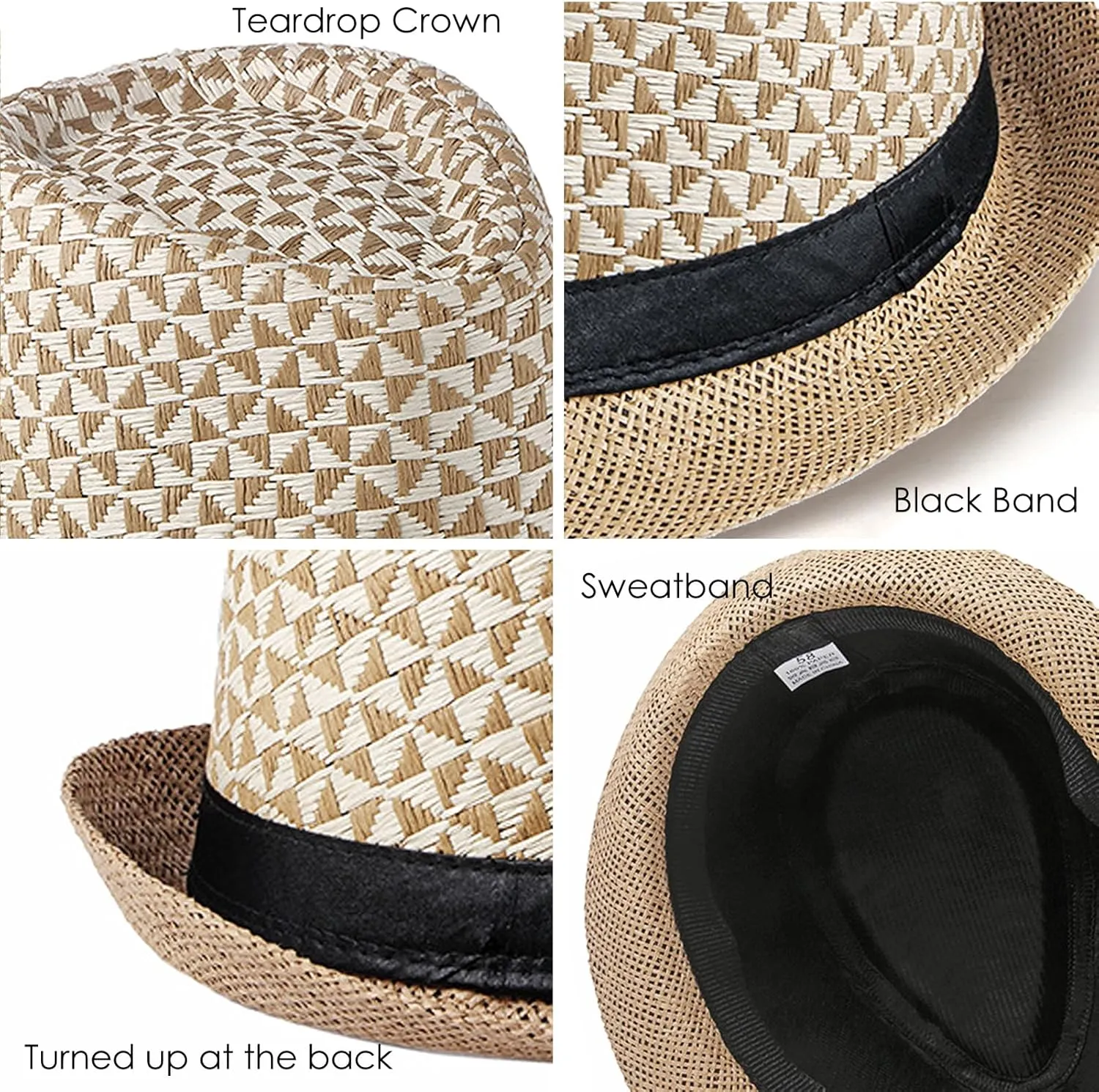 Lisianthus Short Brim Fedora Hats Summer Beach Panama Trilby Hat for Men & Women