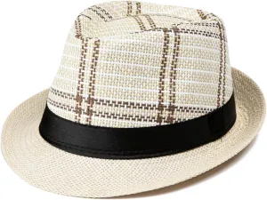 Lisianthus Short Brim Fedora Hats Summer Beach Panama Trilby Hat for Men & Women