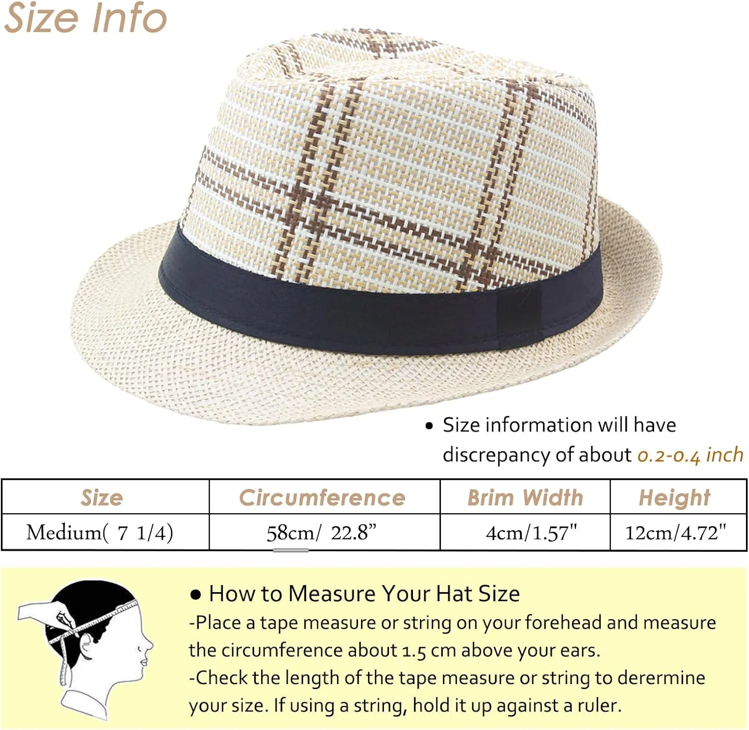 Lisianthus Short Brim Fedora Hats Summer Beach Panama Trilby Hat for Men & Women