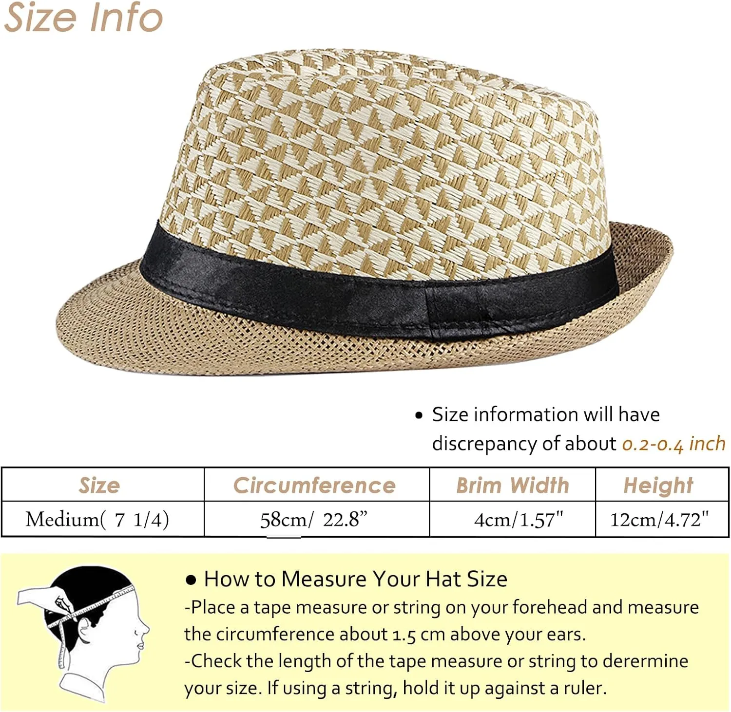 Lisianthus Short Brim Fedora Hats Summer Beach Panama Trilby Hat for Men & Women