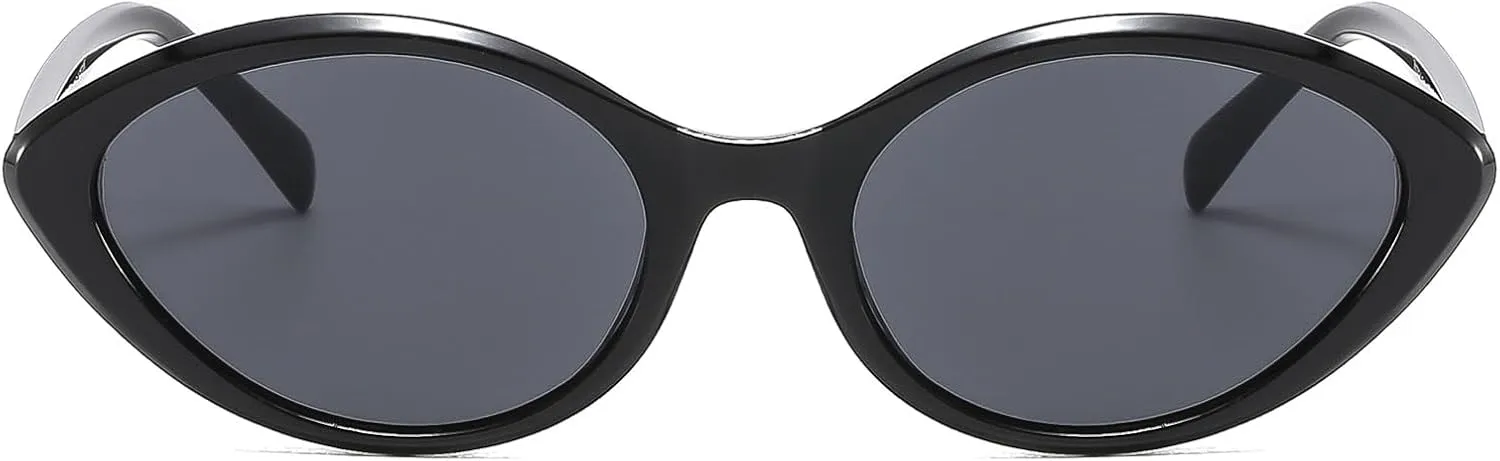 LJCZKA Retro Oval Sunglasses for Women Men 90s Vintage Small Cat Eye Sunnies Trendy Round Sun Glasses UV400 Protection