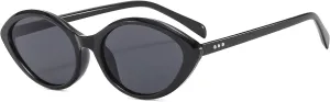 LJCZKA Retro Oval Sunglasses for Women Men 90s Vintage Small Cat Eye Sunnies Trendy Round Sun Glasses UV400 Protection