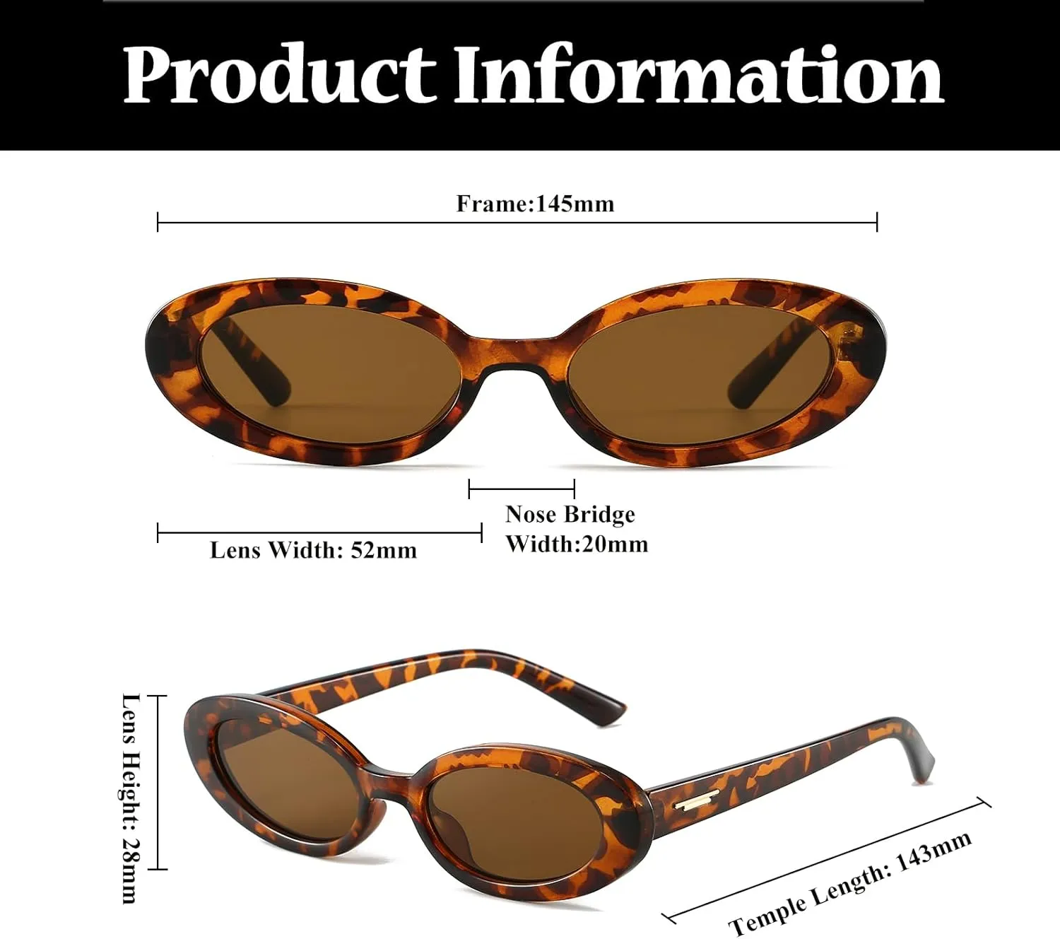 LJCZKA Retro Oval Sunglasses for Women Trendy Small Face Sunglasses 90s Vintage Shades Fashion Cat Eye Sun Glasses