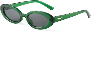 LJCZKA Retro Oval Sunglasses for Women Trendy Small Face Sunglasses 90s Vintage Shades Fashion Cat Eye Sun Glasses