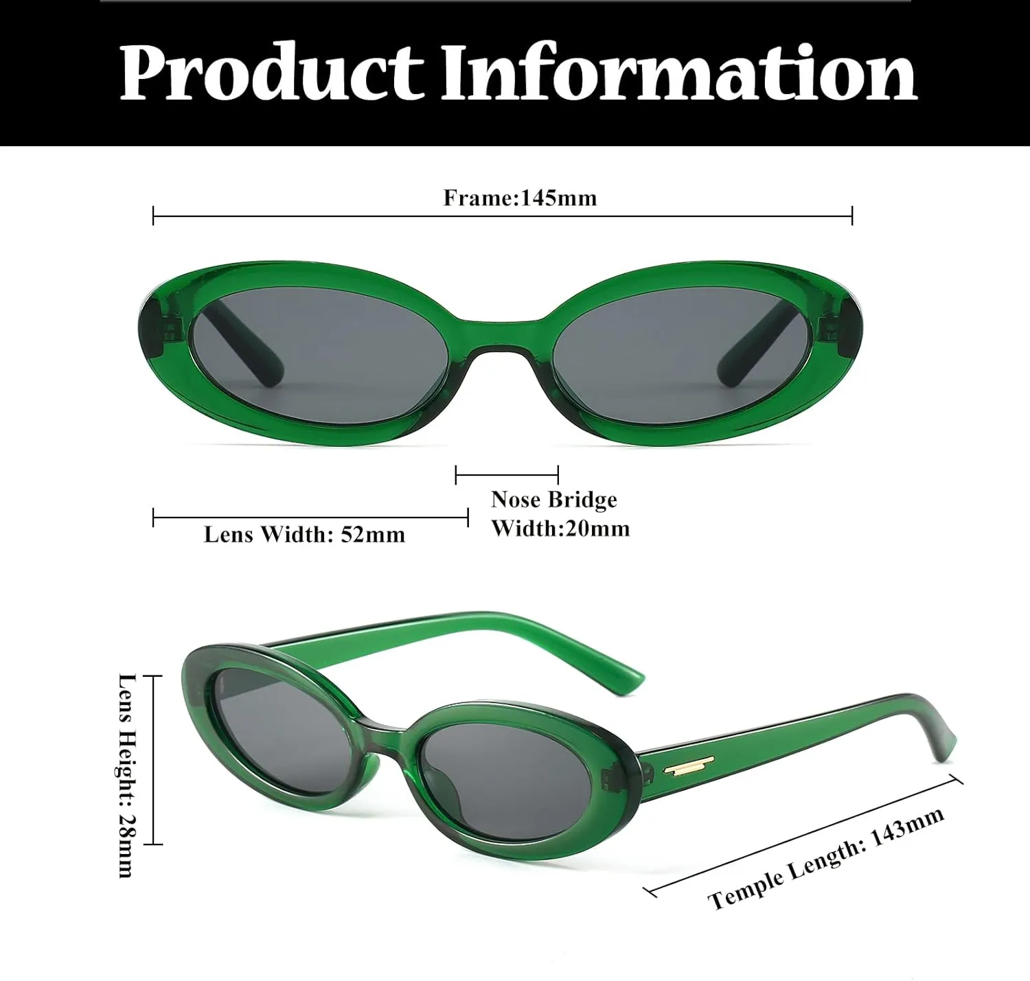 LJCZKA Retro Oval Sunglasses for Women Trendy Small Face Sunglasses 90s Vintage Shades Fashion Cat Eye Sun Glasses
