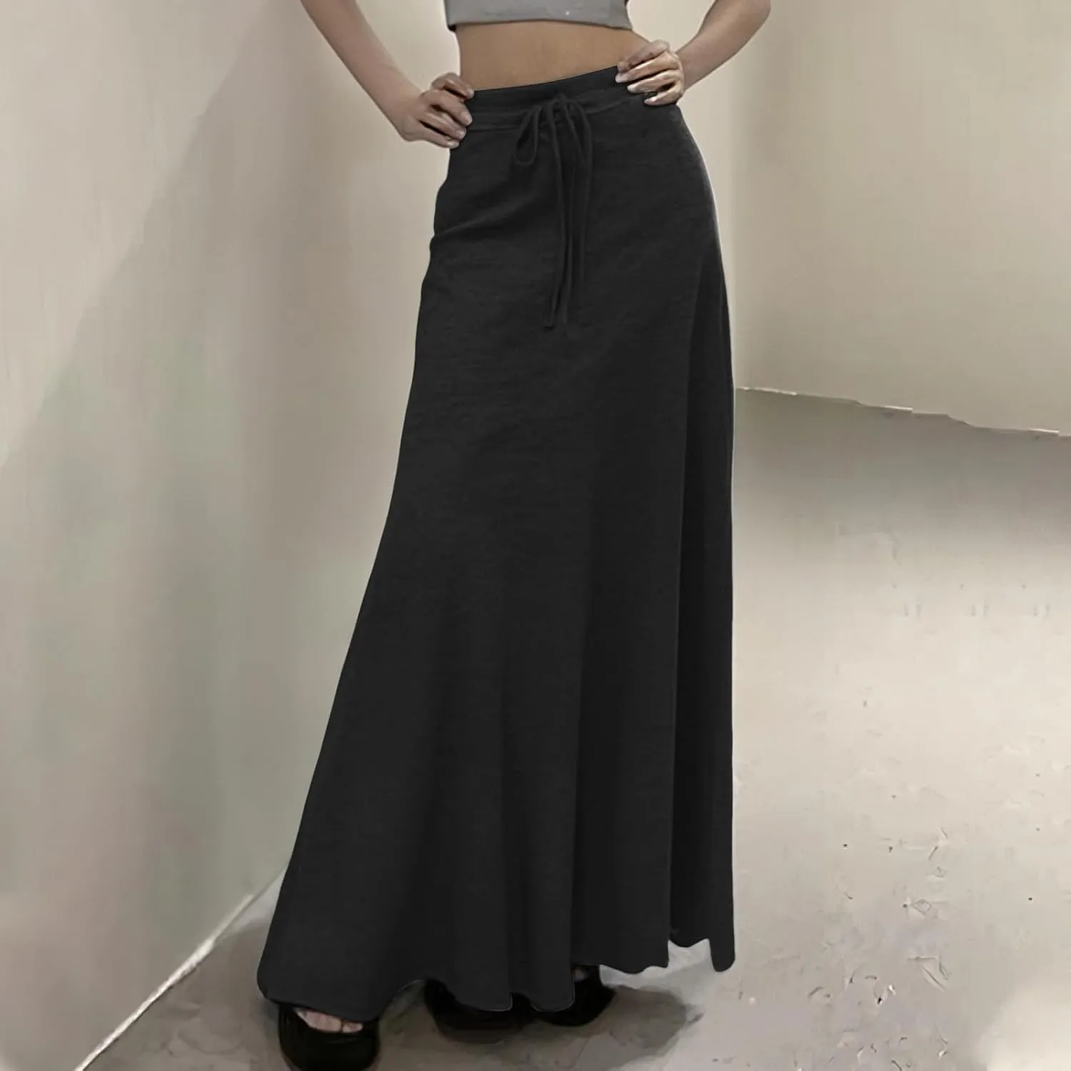 Long Skirt for Women Summer Slim Fit Trendy Stretchy High Elastic Waist Flowy Flare Long Skirts for Women Plus Size