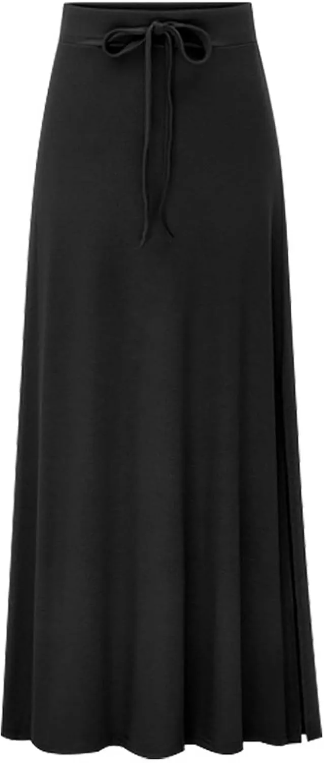 Long Skirt for Women Summer Slim Fit Trendy Stretchy High Elastic Waist Flowy Flare Long Skirts for Women Plus Size