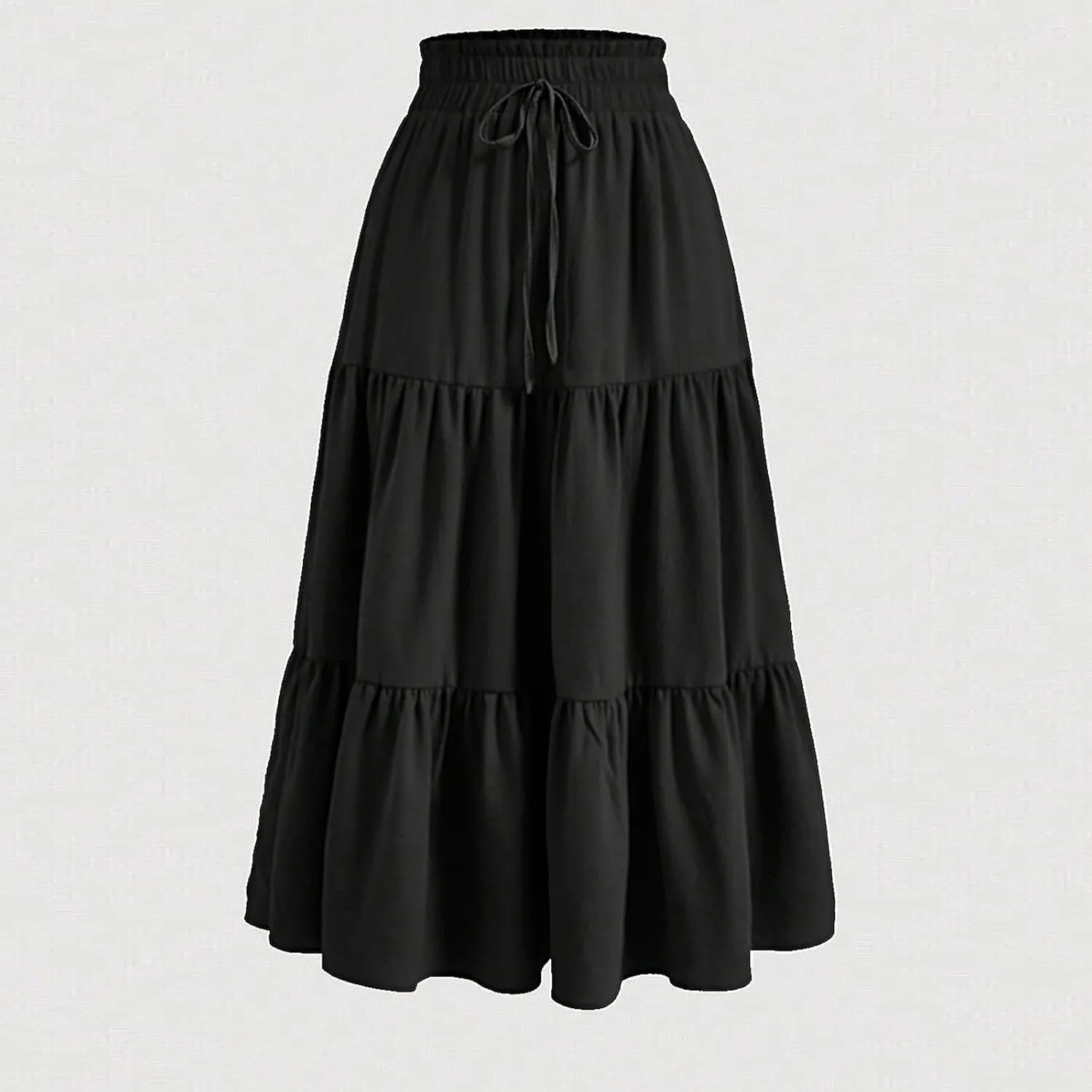 Maxi Skirts for Women High Waisted Tiered A Line Long Skirt Drawstring Flowy Floral Pleated Summer Skirt with Pockets
