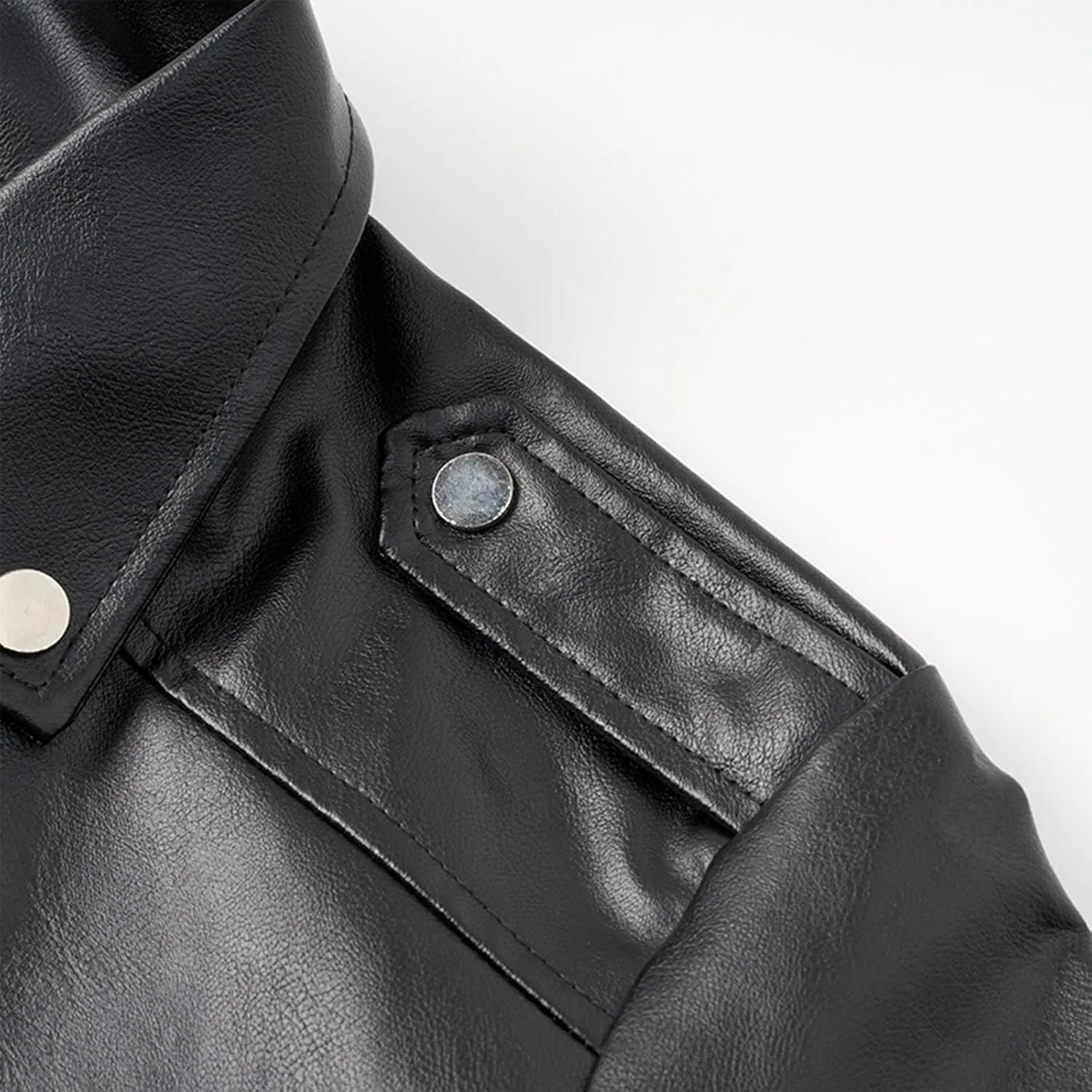 Men Faux Leather Jacket Lapel Collar Motorcycle Irregular Zip Long Sleeve Motor Biker Short Coat Jackets with Pocket