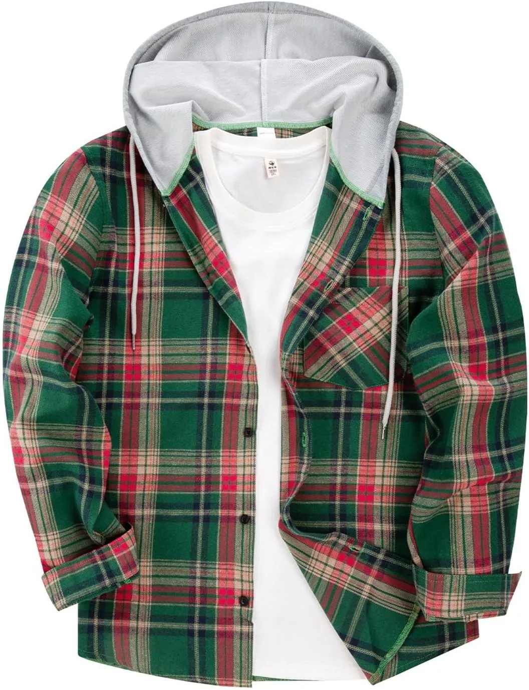 Men Hoodie Jacket Plaid Button Down Shirts 2024 Fall Comfy Oversize Fashion Lightweight Loose Casual Warm Coats
