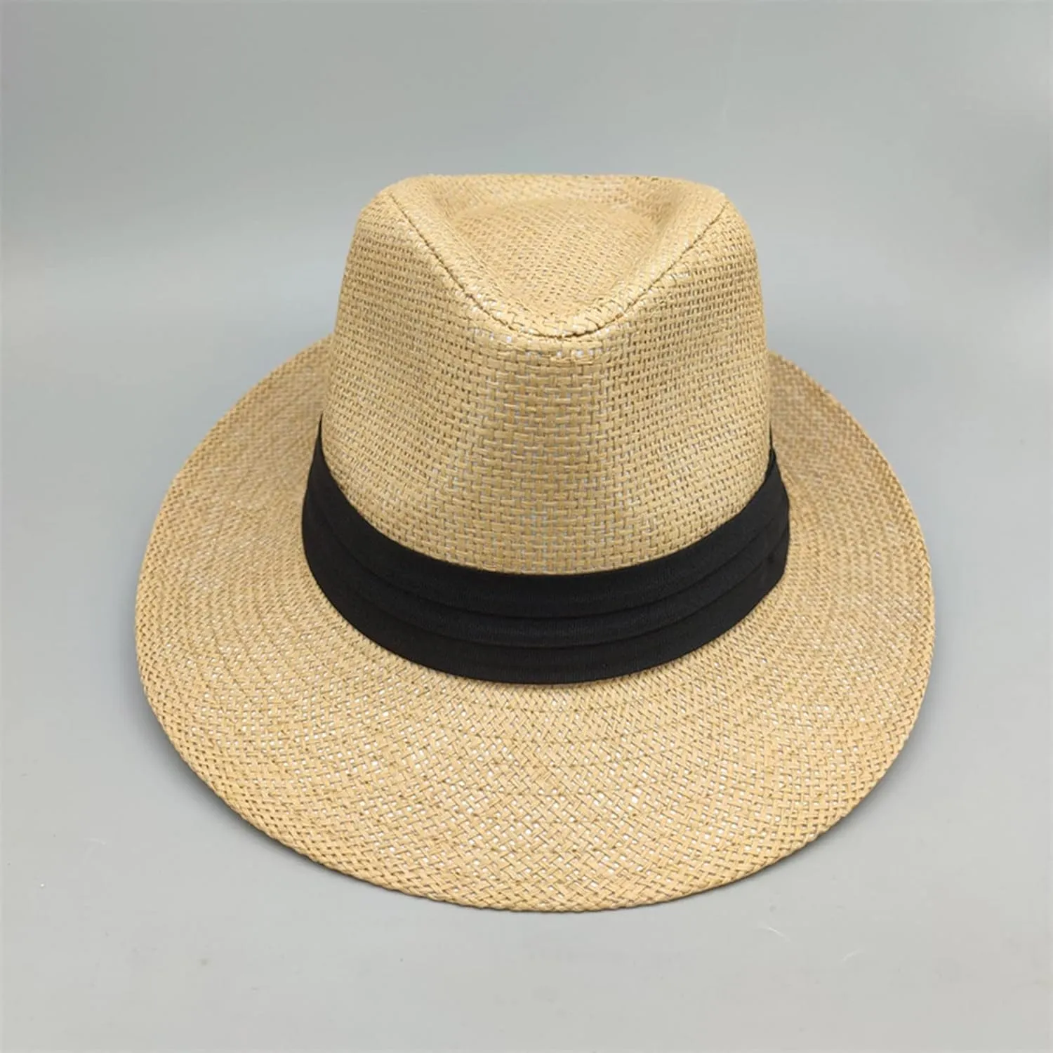 Men Women Bucket Hat Panama Wide Brim Straw Hats Jazz Fisherman Hat Sunscreen Sunshade Sun Hat