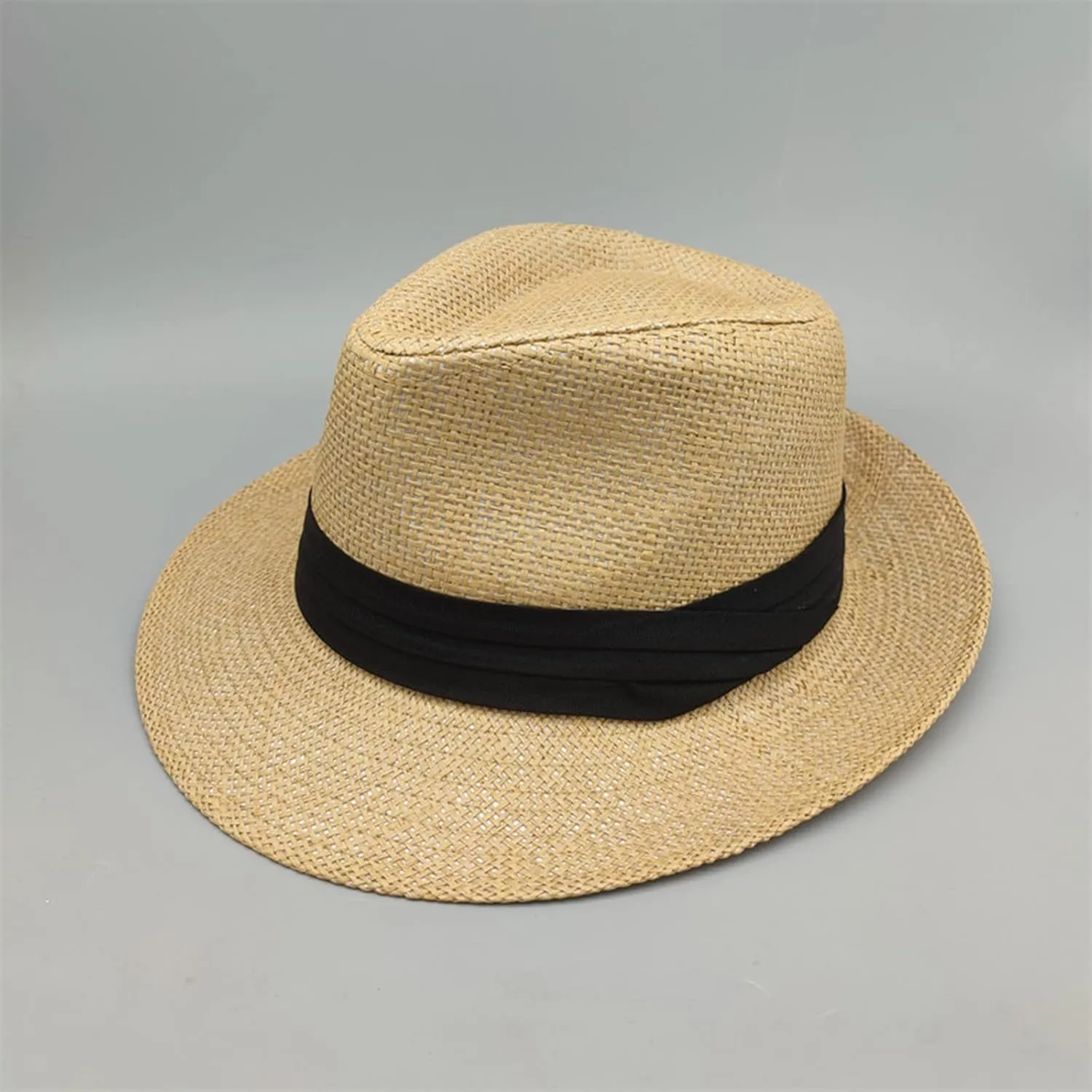 Men Women Bucket Hat Panama Wide Brim Straw Hats Jazz Fisherman Hat Sunscreen Sunshade Sun Hat