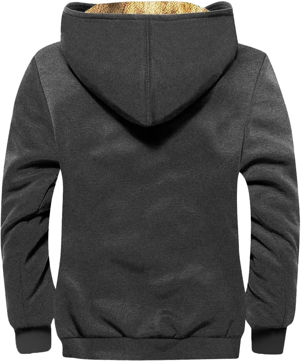 Men Zipper Hoodie Coat Thick Warm Winter Heavyweight Fleece Lined Jackets Sherpa Hooded Sweatshirt M-7XL