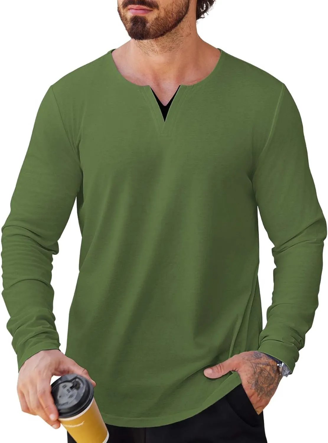 Mens 3 Pack T Shirts Casual Fashion Longline V-Neck Shirt Tee