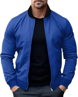 Mens Bomber Jacket Lightweight Windbreaker Flight Jacket Casual Full Zip Softshell Coat Classic Varisty Jacket