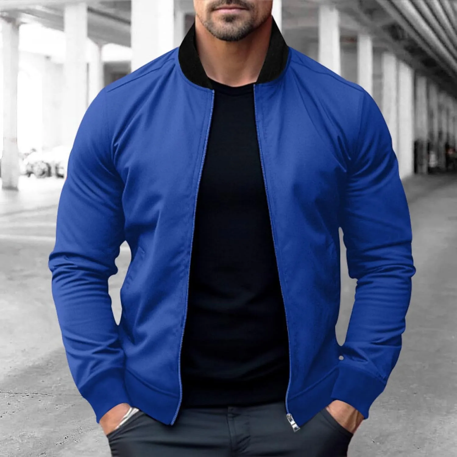 Mens Bomber Jacket Lightweight Windbreaker Flight Jacket Casual Full Zip Softshell Coat Classic Varisty Jacket