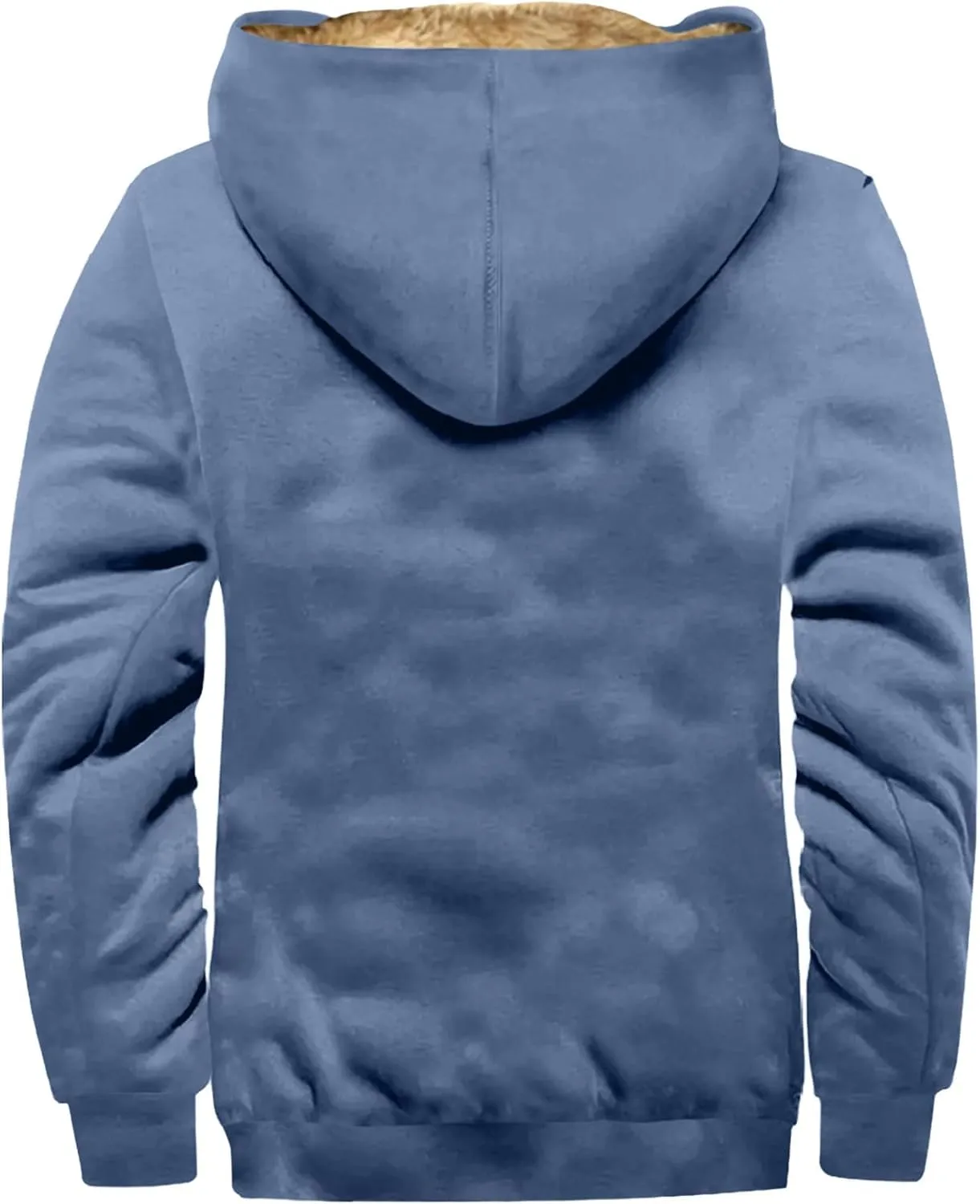 Men's Color Block Jacket Hoodies Winter Heavyweight Fleece Sherpa Lined Zipper Sweatshirt Jackets M-7XL