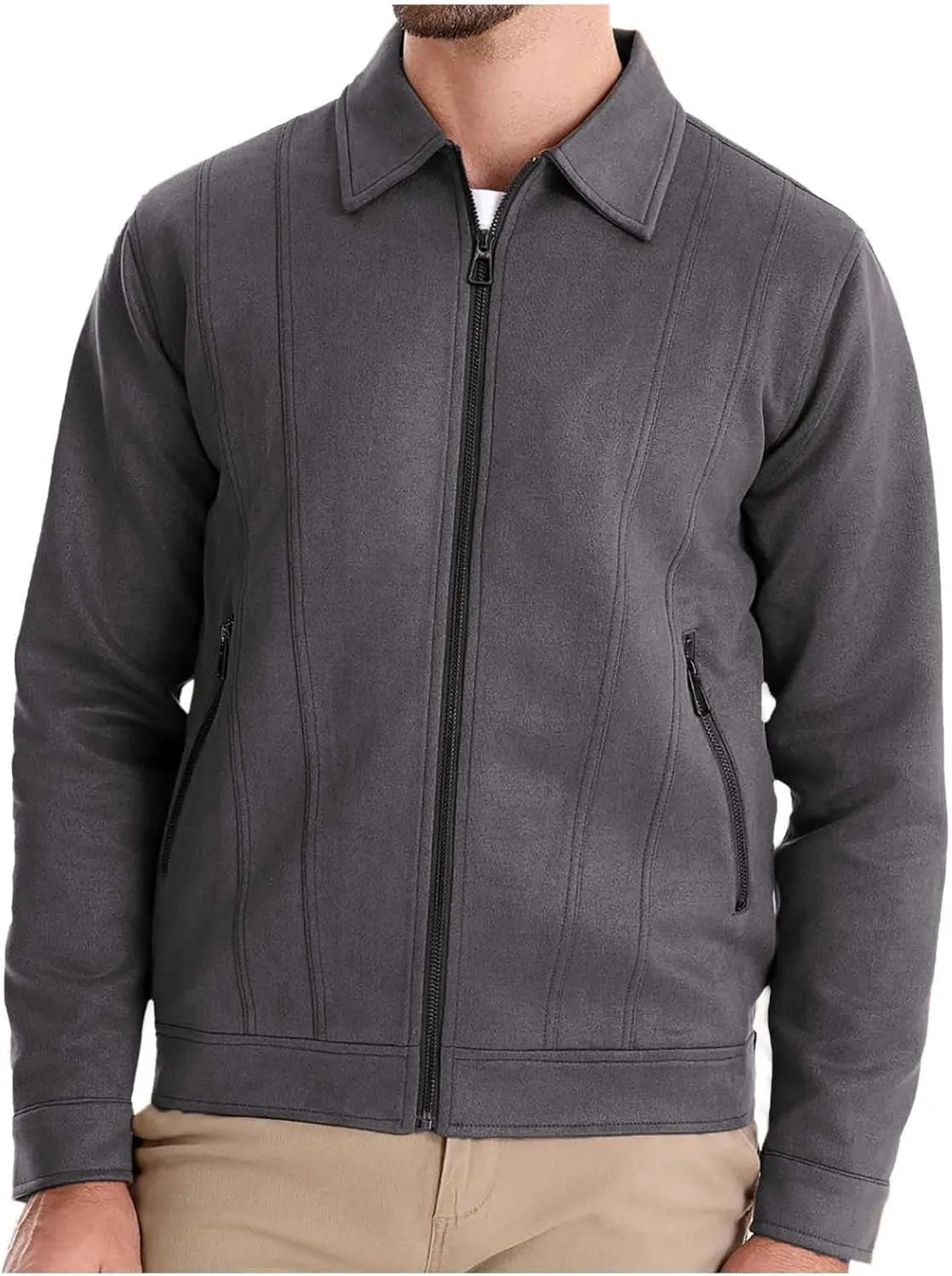 Men's Corduroy Windbreaker Jacket Full Zip Lightweight Bomber Coat Stylish Casual Wear