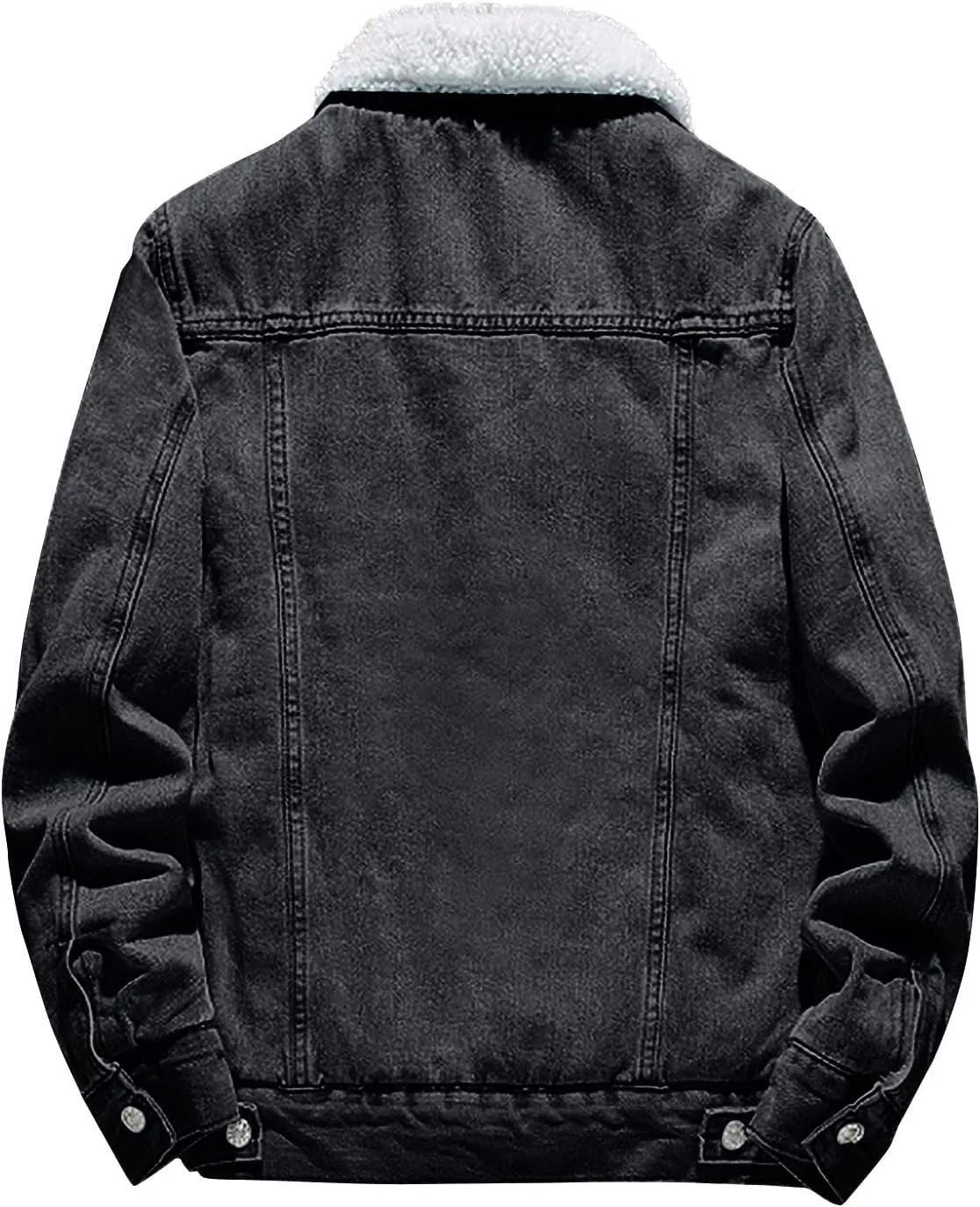 Mens Denim Jacket Winter Lapel Sherpa Fleece Lined Thicken Casual Stylish Warm Button Trucker Jean Jackets Coats, L-6XL