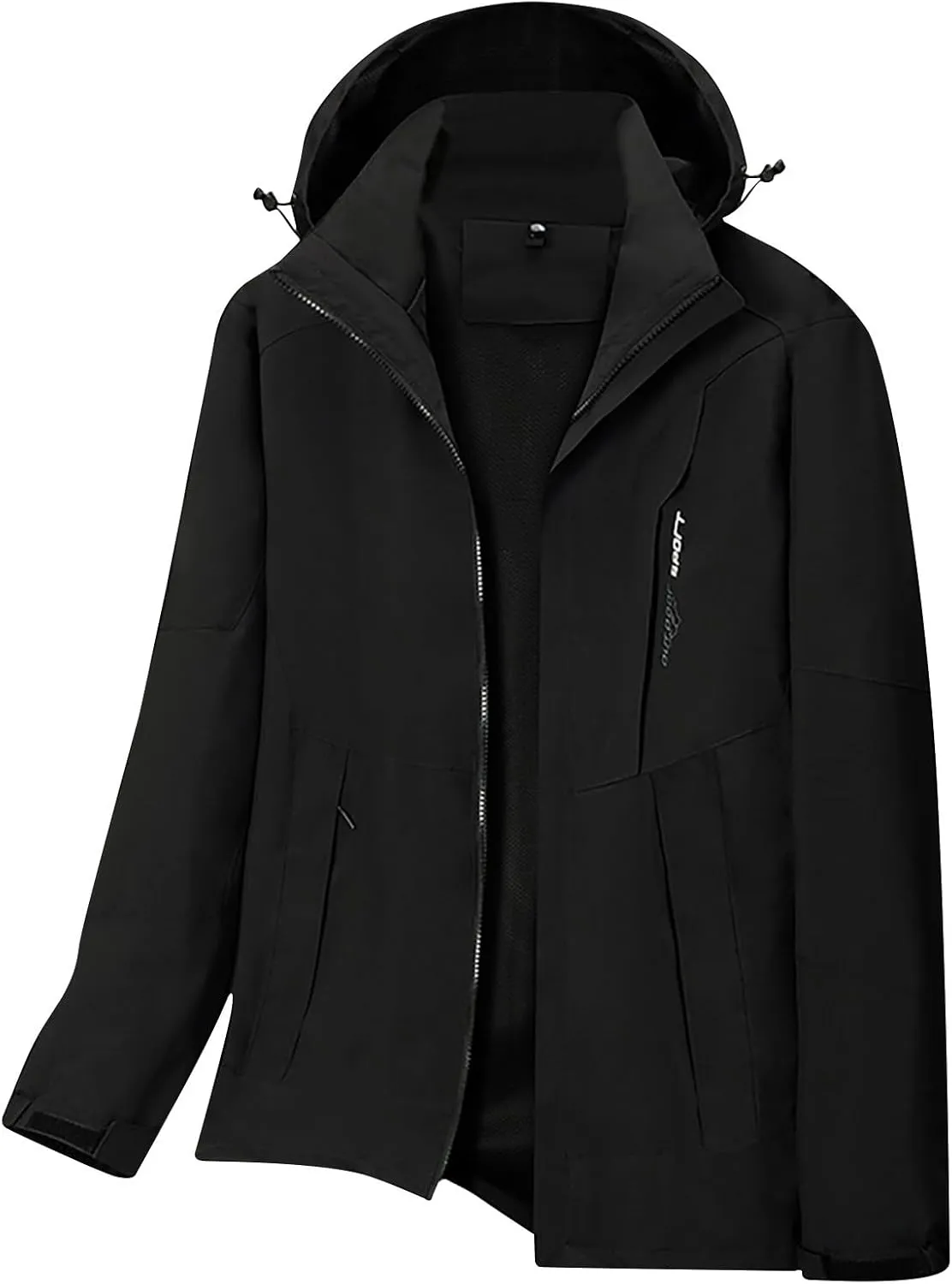 Men's Fall Winter Lightweight Multi Pockets Zip Stand Collar Hooded Patchwork Jackets Windbreaker Outdoor Outerwear