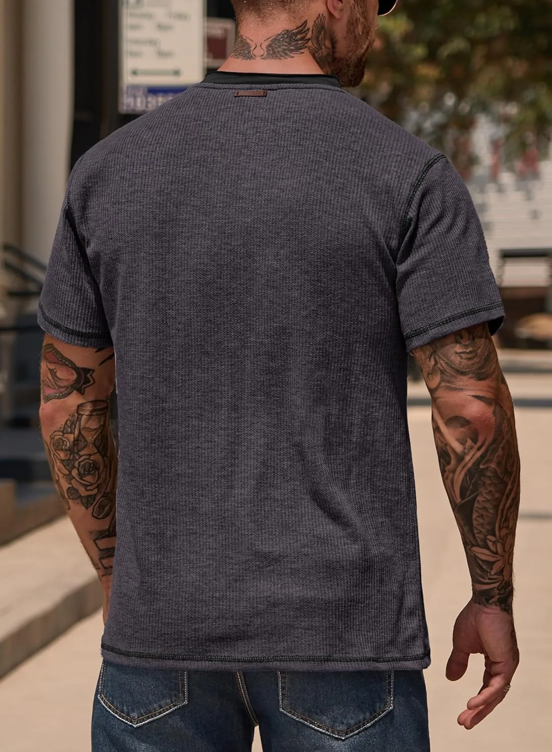 Men's Henley Shirts Short Sleeve Casual Waffle Button T-Shirts Basic Cotton Tops (S-XXL)