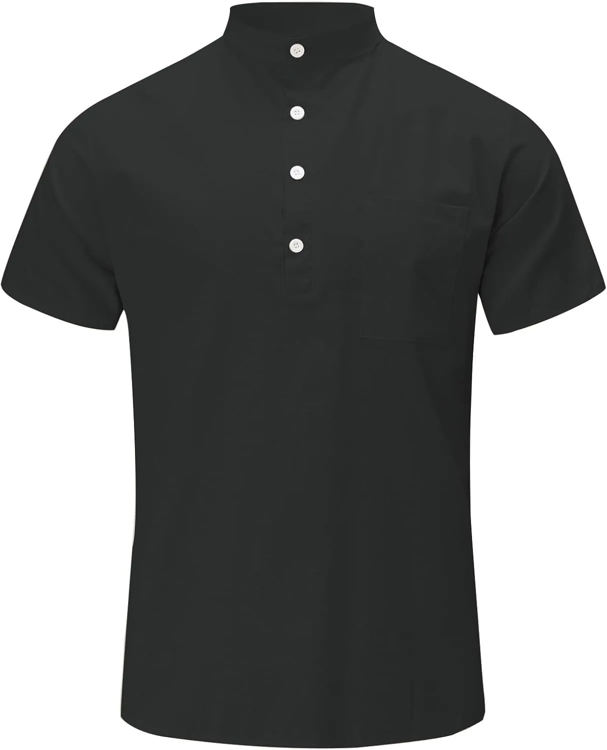 Mens Henley Shirts Short Sleeve V Neck Button Basic Tee Tops Lightweight Quick Dry Loose Boho Beach Hippie Shirt