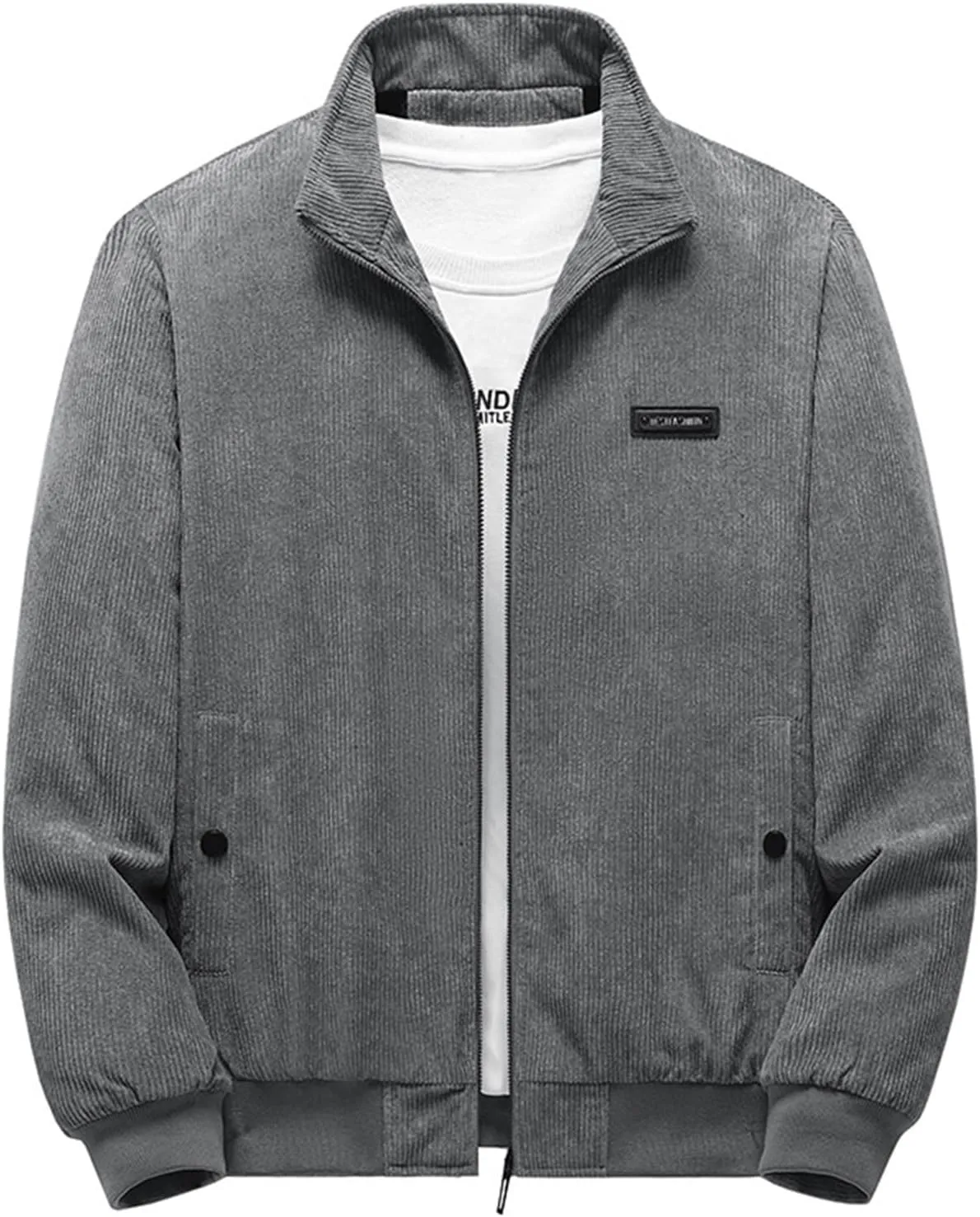 Mens Jacket Winter Corduroy Thickened Zip Up Heavyweight Jackets Warm Sherpa Lined Fleece Loose Coat, XL-5XL