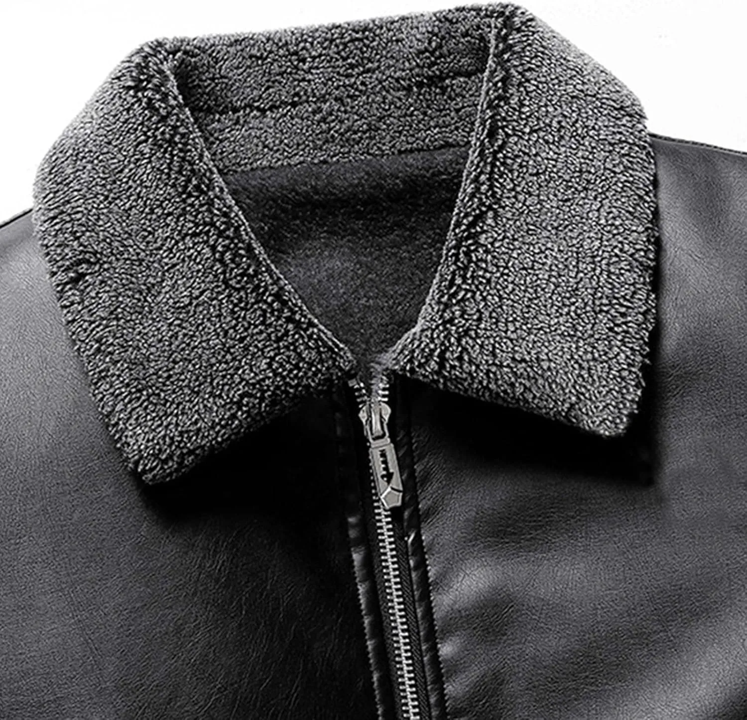 Men's Lapel Collar Faux Leather Jacket Lightweight Waterproof Windproof Bomber Coats Oversize Motorcycle Jackets