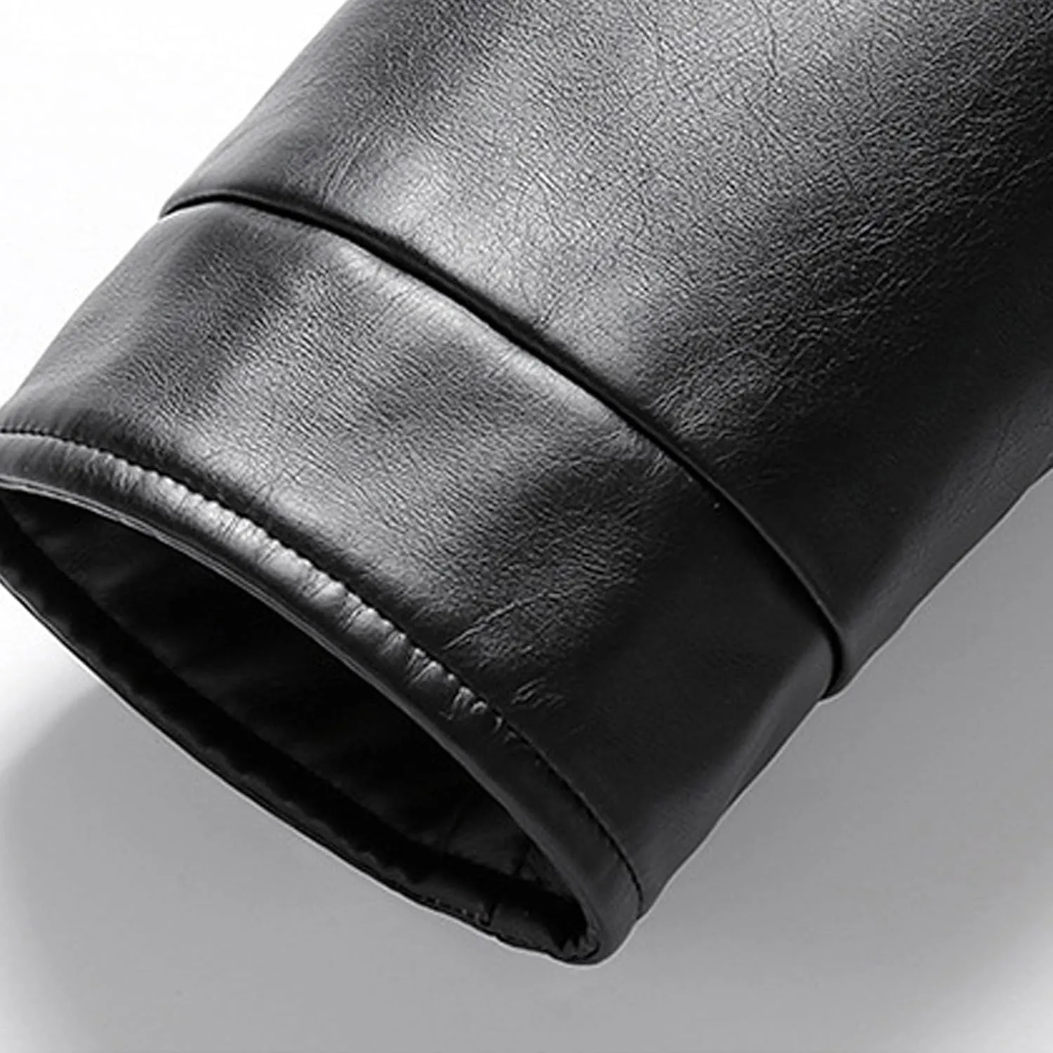 Men's Lapel Collar Faux Leather Jacket Lightweight Waterproof Windproof Bomber Coats Oversize Motorcycle Jackets
