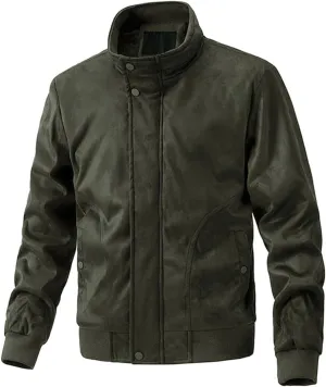 Mens Lightweight Fleece Bomber Jacket, Long Sleeve Varsity Jacket, Warm Cotton Cargo Work Jacket with Fleece Lining