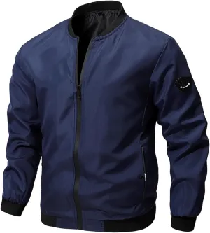 Mens Lightweight Flight Bomber Jacket, Casual Long Sleeve Windbreaker with Pocket, Zip Up Coat, for Autumn Winter