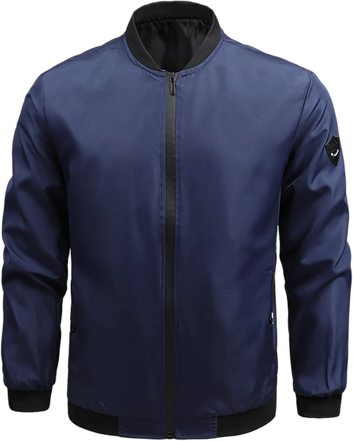 Mens Lightweight Flight Bomber Jacket, Casual Long Sleeve Windbreaker with Pocket, Zip Up Coat, for Autumn Winter